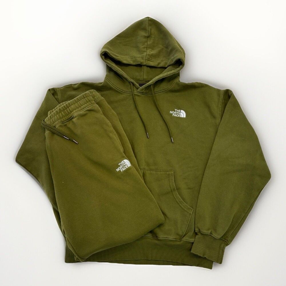 The North Face Set Mens Size Medium Green Hoodie Sweatpants Comfort